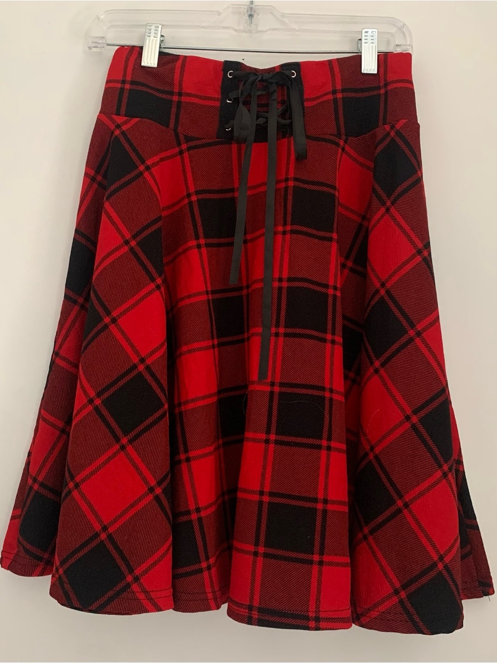 Buffalo Plaid Skirt Lace-up Corset Punk Red Black Plaid 90s Grunge Gothic Sz S